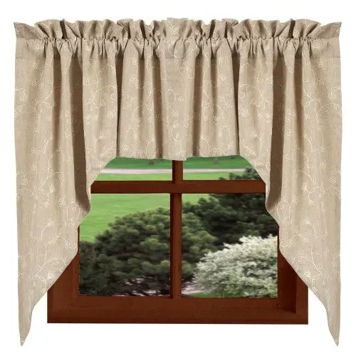 Vintage-Style Candlewicking Curtains In Classic White And Taupe 1