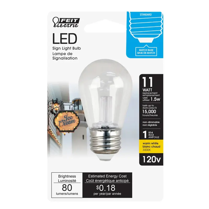 Warm White S14 Led Sign Light Bulb – 11W Decorative Illumination (Bps14/Su/Led) 1