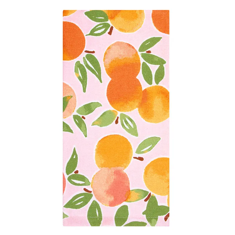 Watercolor Peaches Dual-Sided Kitchen Towel – Absorbent Linen-Cotton Blend (18154) 1