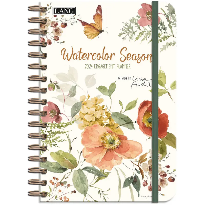 Watercolor Seasons 2024 Spiral Planner – Artistic Monthly Layout 1