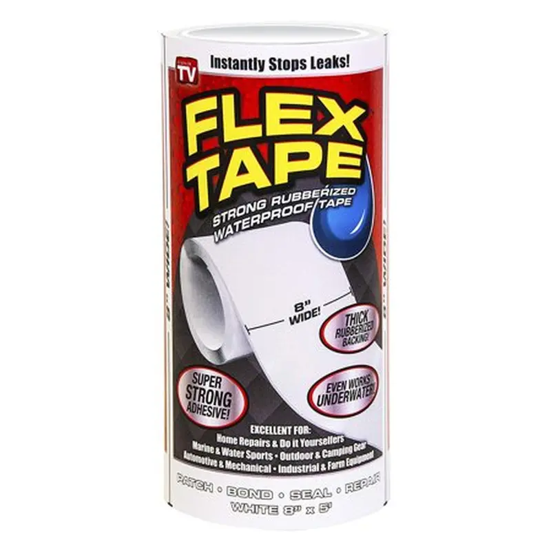 White 8 In × 5 Ft Heavy-Duty Rubberized Waterproof Sealing Tape 1