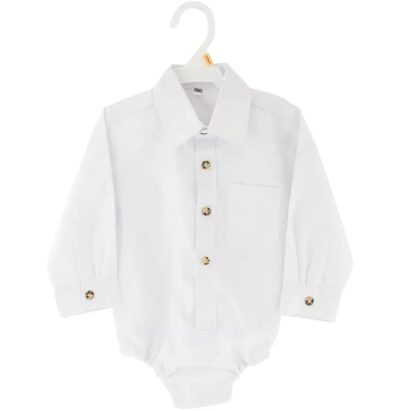 White Collar Long-Sleeve Baby Bodysuit For Boys 1