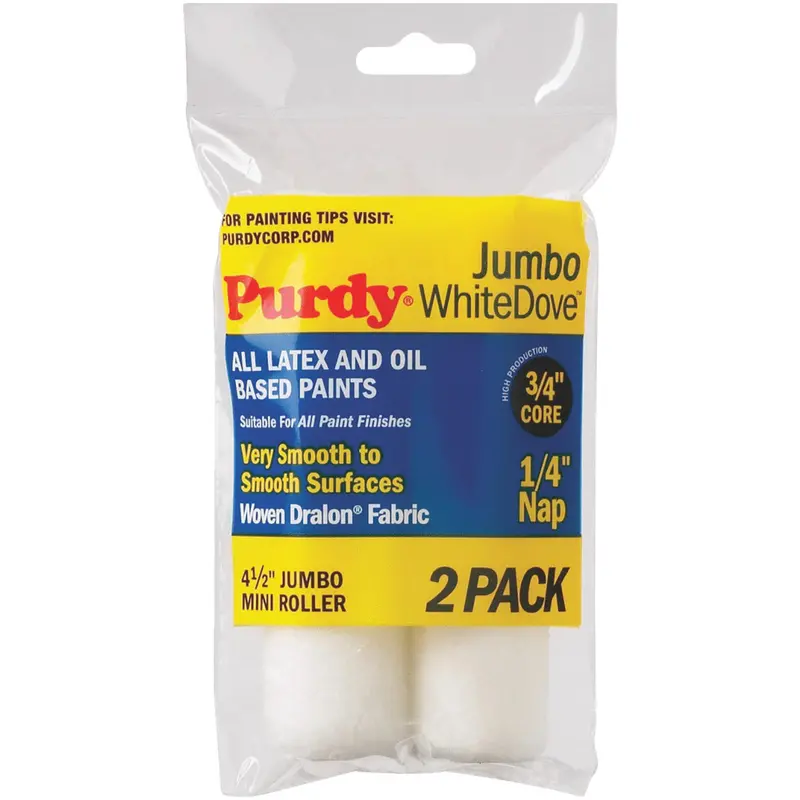 White Dove Mini Paint Roller Cover – 4.5 In. Wide, 1/4 In. Nap, 2-Pack 1