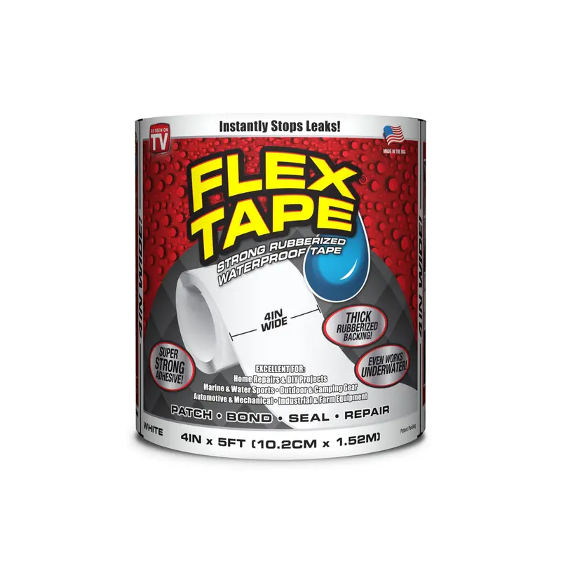 White Rubberized Waterproof Repair Tape – 4 In. X 5 Ft. Reinforced Roll 1