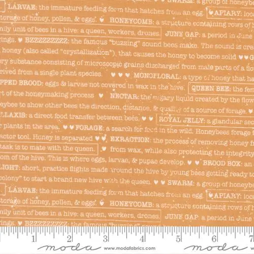 Wild Honey Collection – Buzz Words Cotton Fabric – Cheerful Bee-Themed Quilting Material (5254) 1