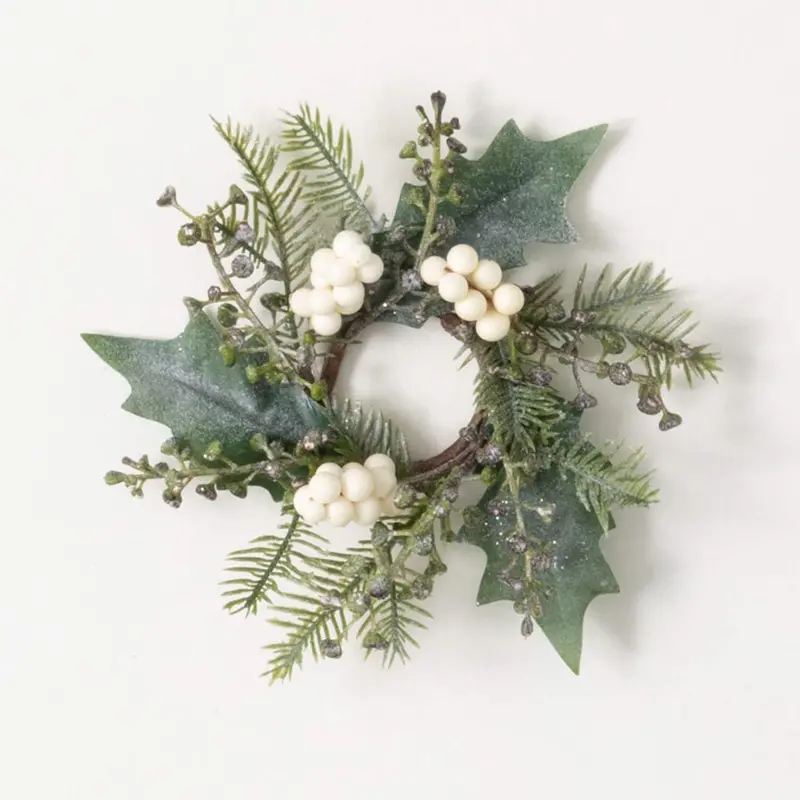 Winter Berry Decorative Ring – Mixed-Berry Embellished Evergreen Wreath Frame 1