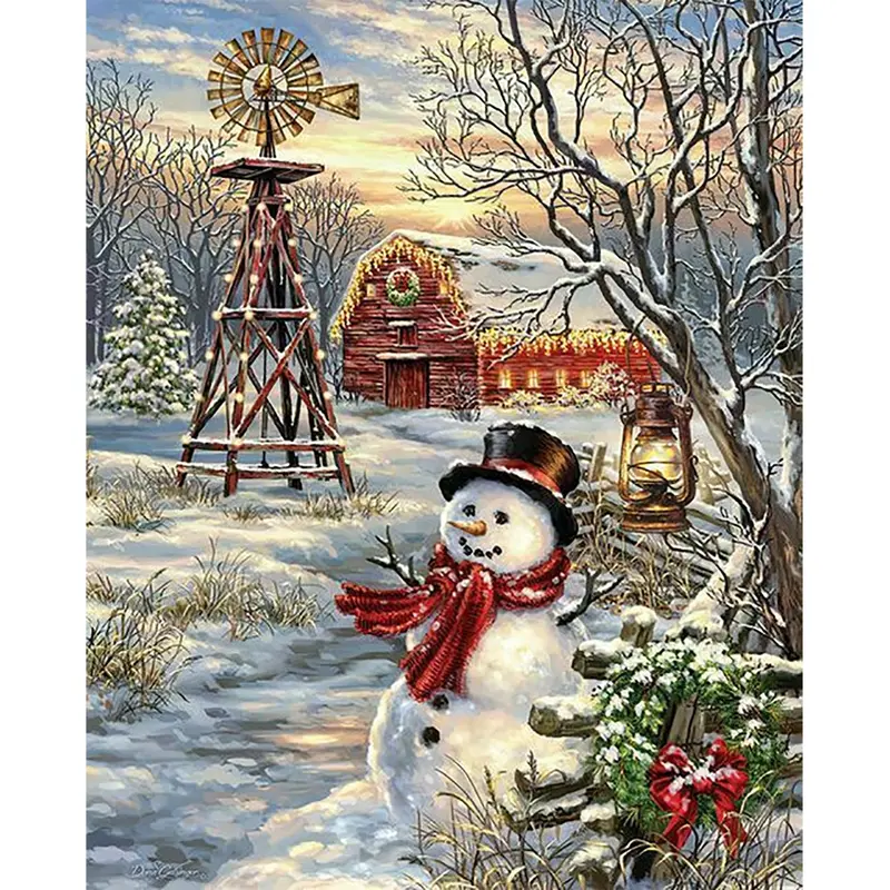 Winter Windmill 1000-Piece Jigsaw Puzzle – Rustic Seasonal Landscape Design 1