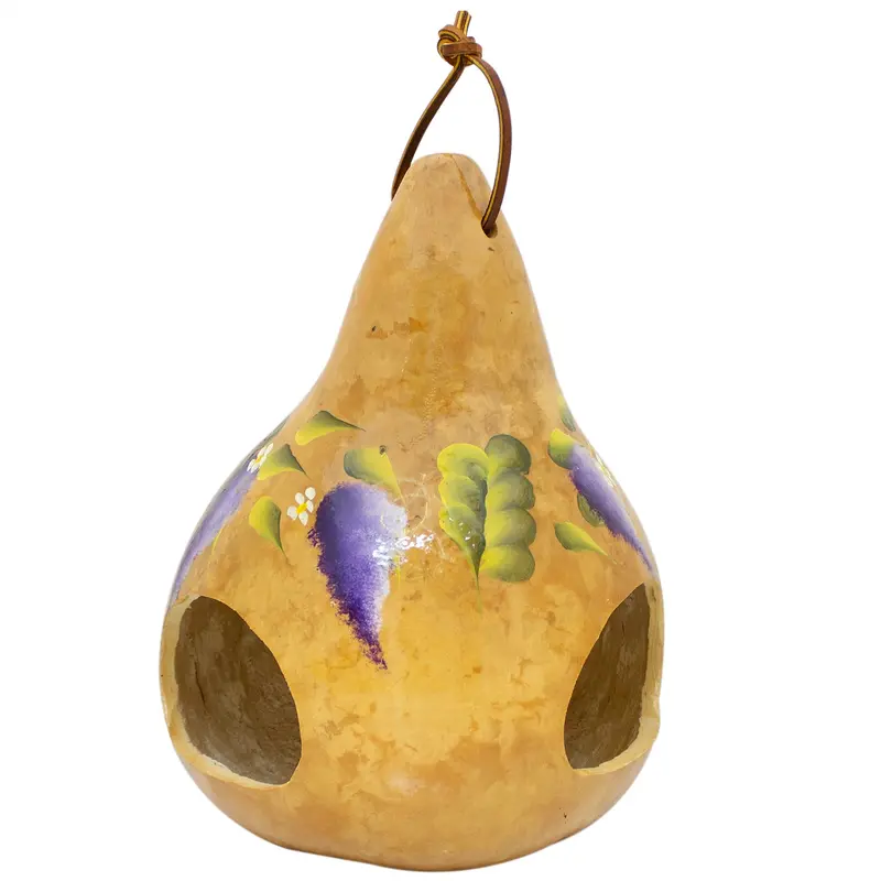 Wisteria-Print Gourd Bird Feeder – Handcrafted Garden Accent (16728) 1