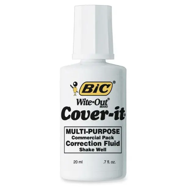 Wite-Out Cover-It Correction Fluid – Fast-Drying White Liquid Eraser (Model 50337) 1