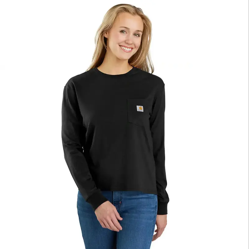 Women’S Long-Sleeve Pocket Crewneck T-Shirt – Casual Comfort Fit 1