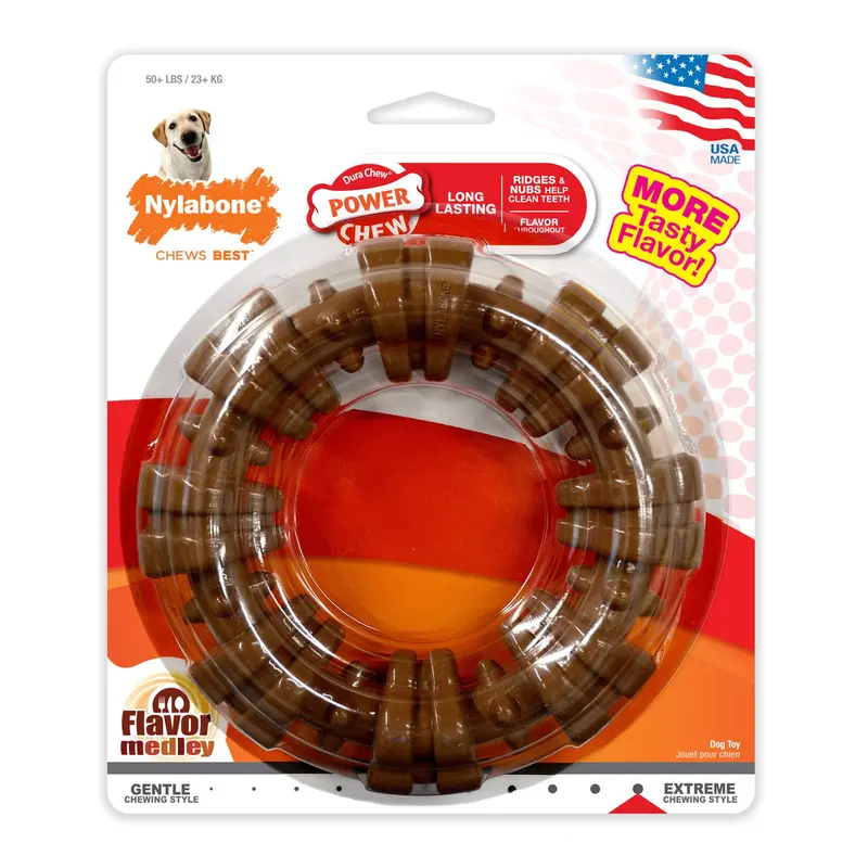 X-Large Textured Power Chew Ring Toy In Medley Flavor 1