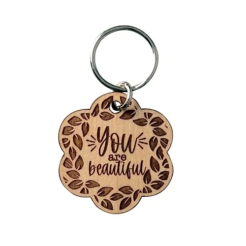 'You Are Beautiful' Laser-Engraved Maple Wood Keychain – Model 2002 1