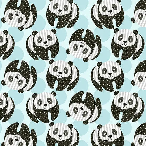 Zoo-Themed Cotton Fabric Featuring Tossed Panda Bears – At The Zoo Collection 6602-79 1